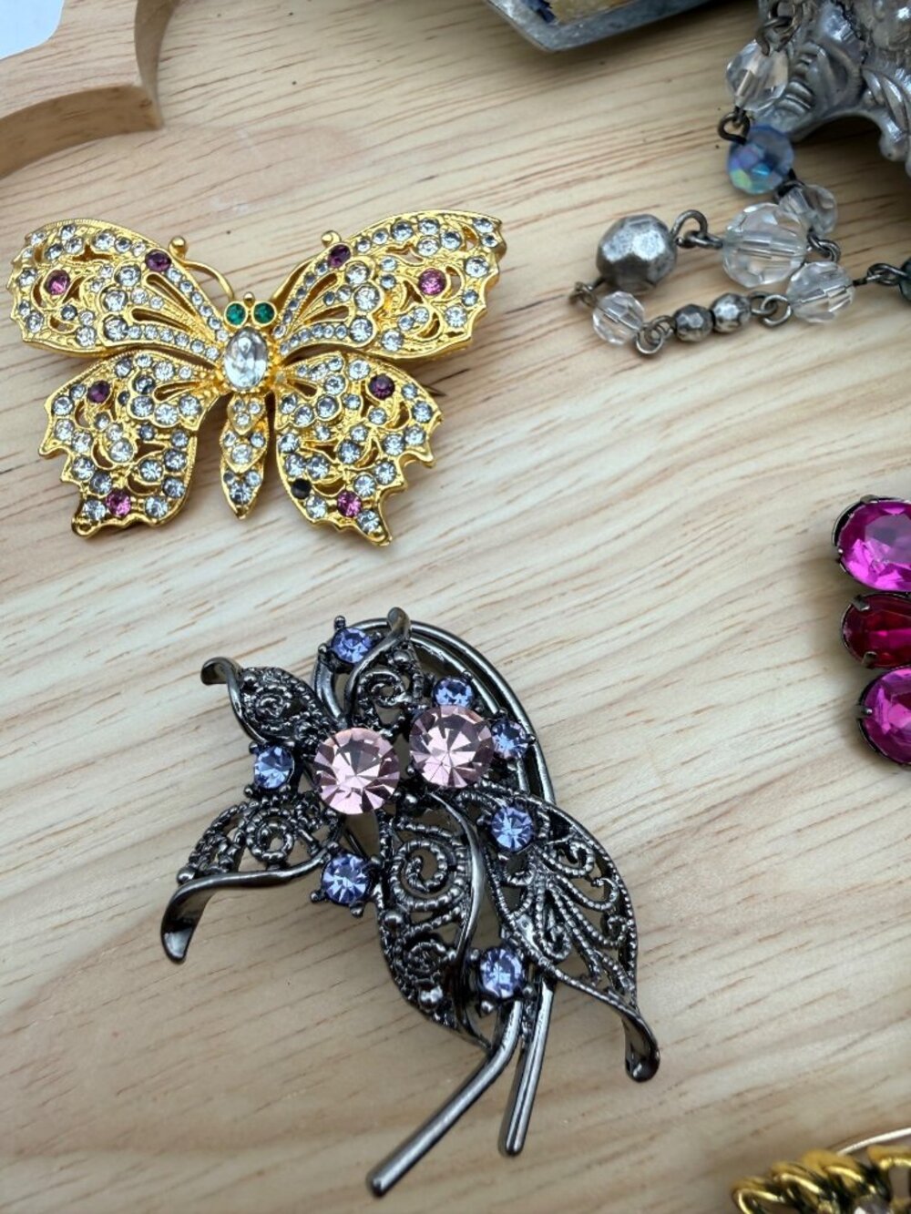VTG Jewelry Lot Brooch Necklaces Earrings Jewelry Box Anne Klein 925 Prem Design - Picture 13 of 16